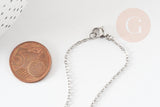 Collier collier chaine forçat acier inoxydable platine 1.5mm/45cm, x1 (G9302)