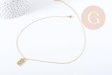 Collier médaille rectangle lune et étoiles acier 304 inoxydable doré 40cm, x1 (G9216)