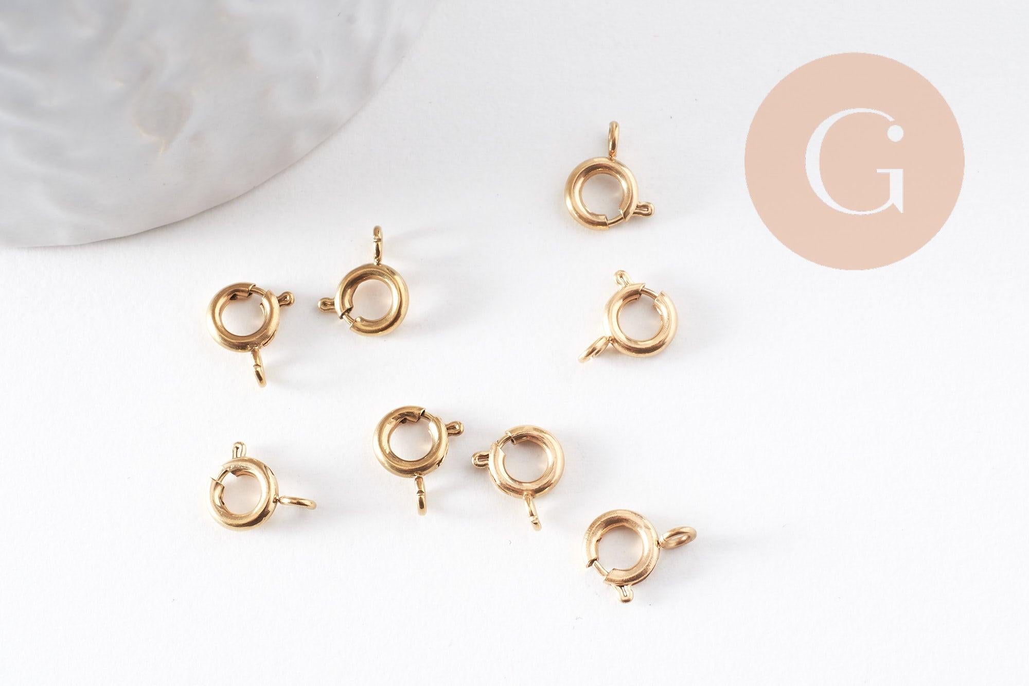 Fermoirs marins en acier 304 inoxydable doré IP 9mm, x10 (G0803)