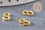 Lettre à coller zamac doré,fournitures à coller pour décorer pierres et bijoux en inclusion résine,8x6mm, x 2 (G3766)