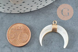 Lune nacre blanche naturelle laiton doré 25x25mm, x1 (G2778)