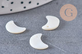 Pendentif Lune nacre blanche naturelle 13mm, X10 (G0905)