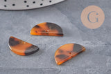 Pendentif demi-cercle marron, perle acétate, perles plastique,connecteur plastique,3cm, x5 ou x10 (G1403)