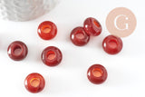Pendentif donut cornaline naturelle 14mm, x2 (G3413)