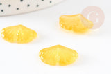 Pendentif feuille gingko verre jaune 15x20mm, x10 (G4701)