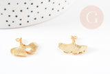 Pendentif feuilles gingko laiton doré 18K 22mm,breloque création bijoux dorés x1 G4848