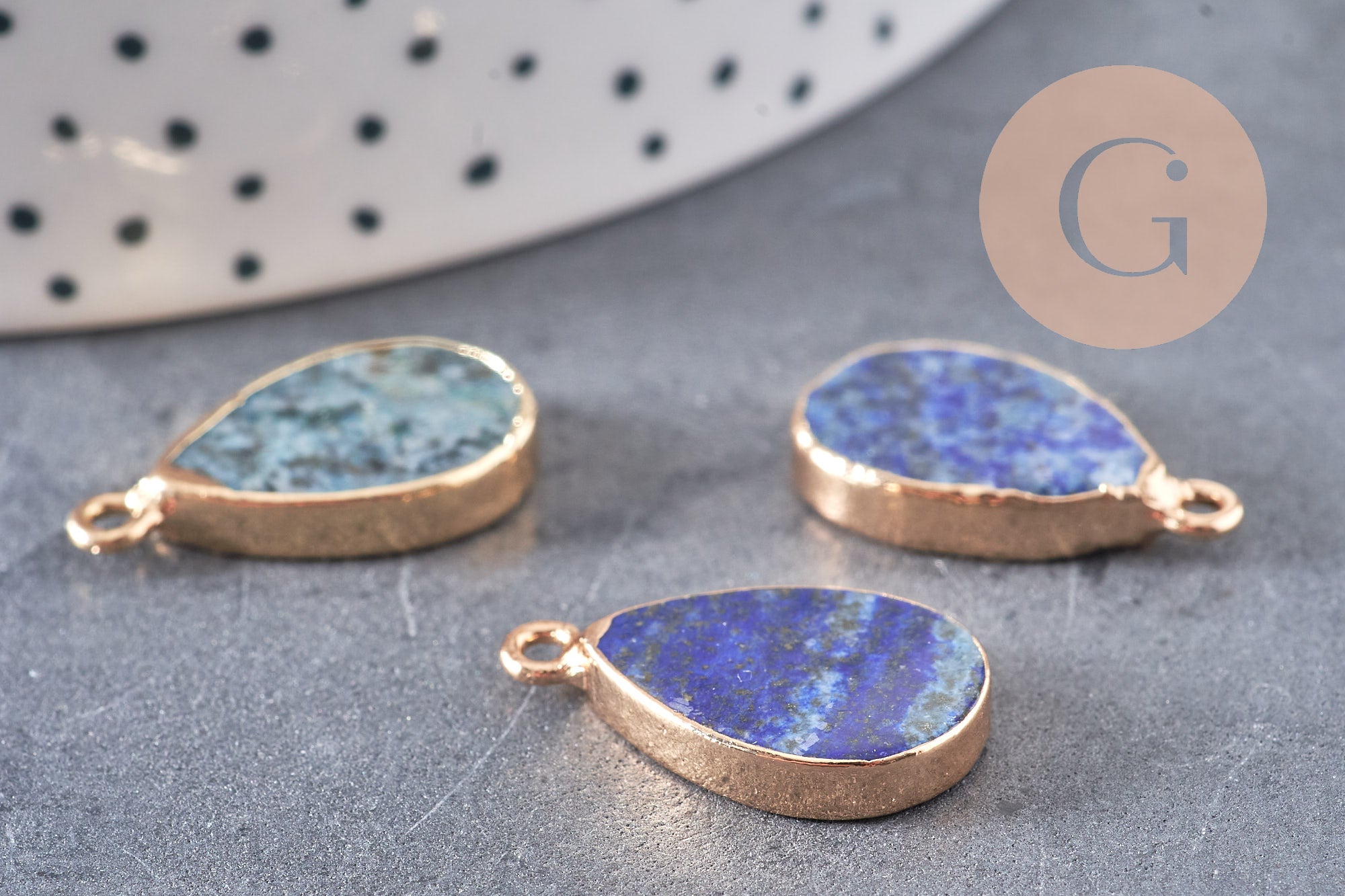 Pendentif goutte Lapis Lazulis 22mm, x1 (G5207)