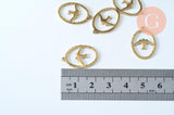Pendentif ovale oiseau acier doré 21.5mm, breloque hirondelle acier inoxydable doré, pendentif sans nickel, création bijoux, x1 (G6019)
