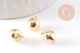 Pendentif pomme en laiton doré 18K 10mm, x2 (G10381)
