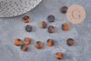 Pendentif rond marron acétate,perle acétate,connecteur plastique,10mm, x2 ou x10 (G2185)