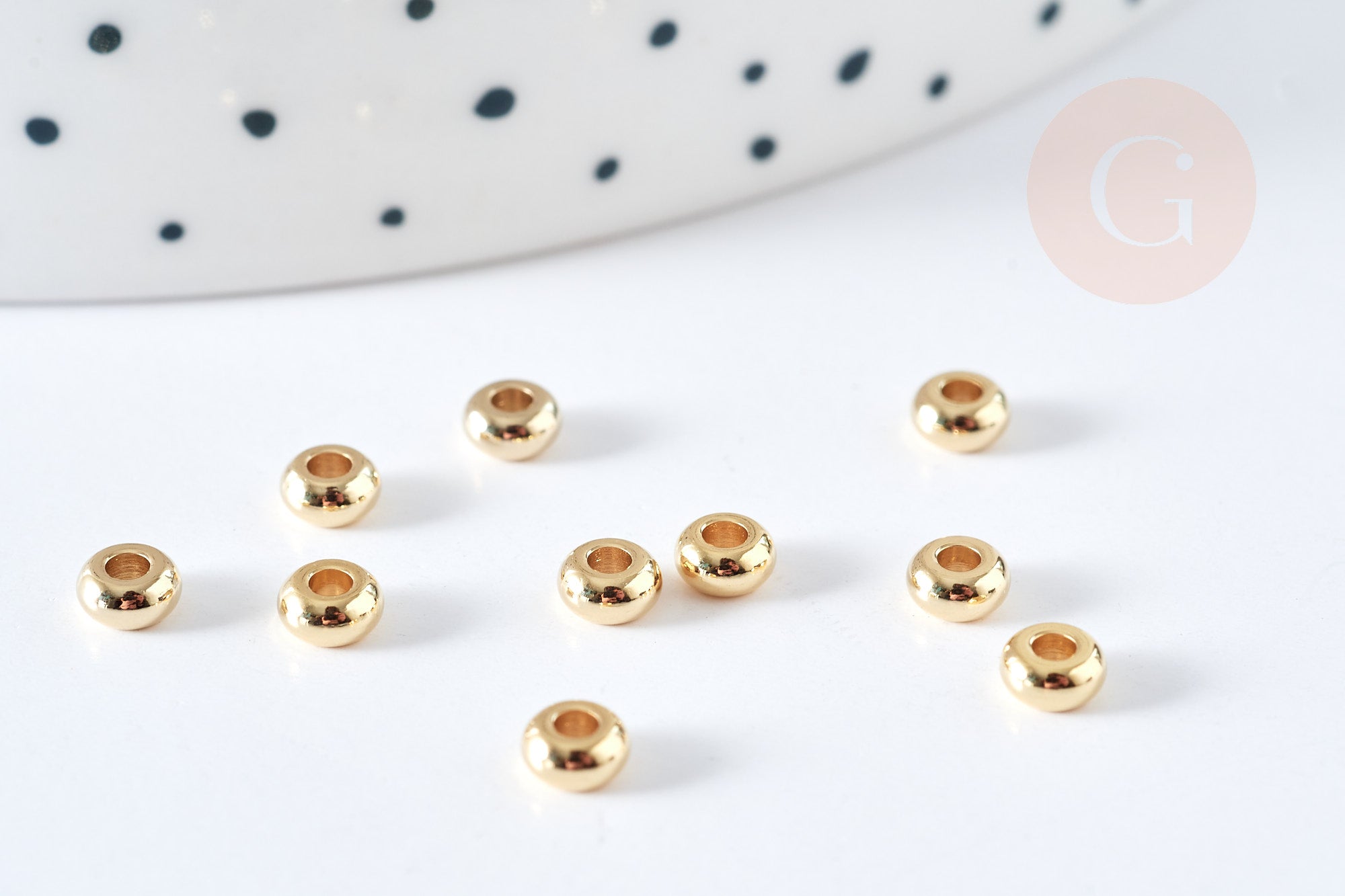 Perle Intercalaire donut acier 304 doré lisse 4x2mm, x10 (G8480)