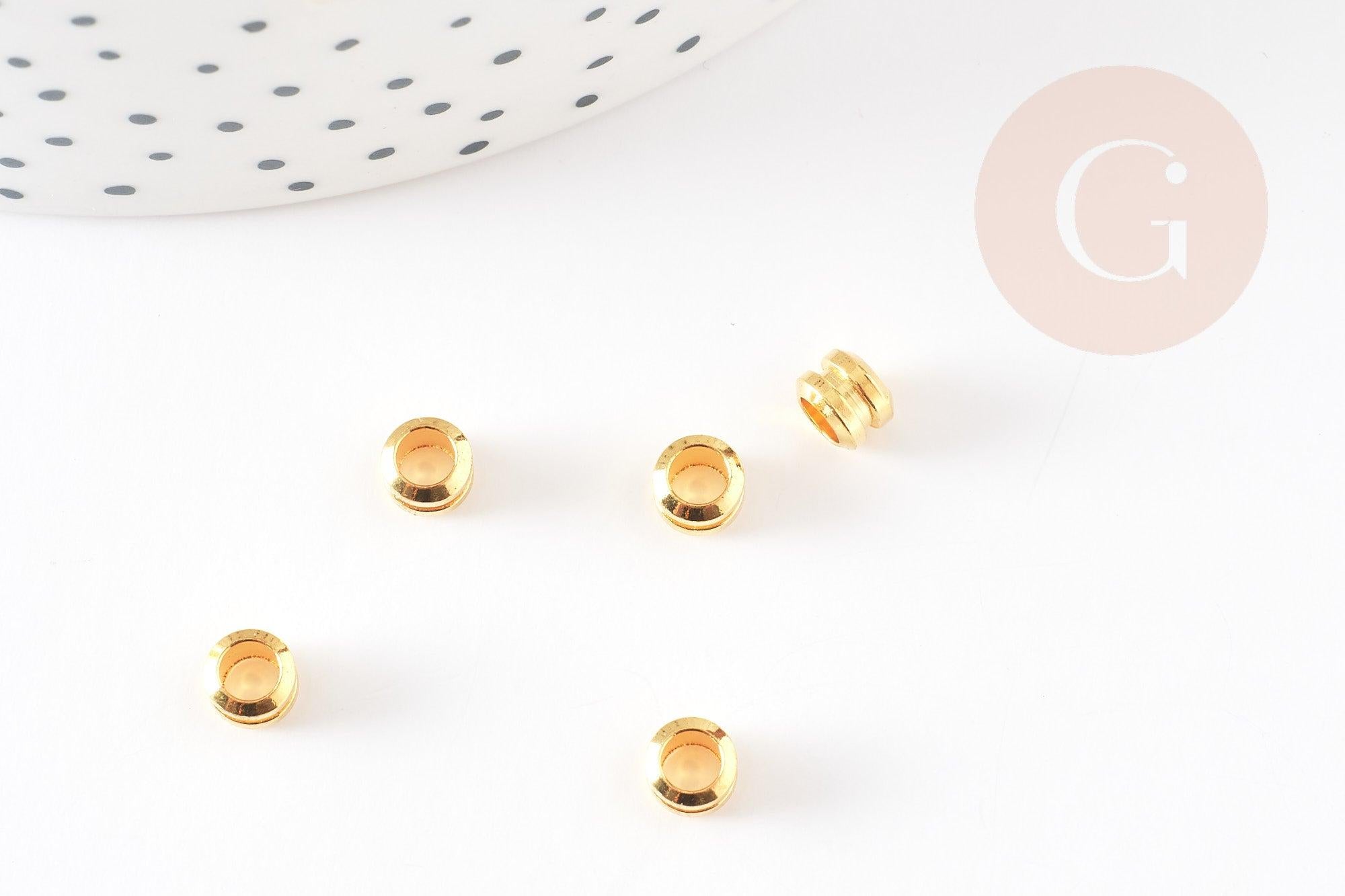 Perle intercalaire tube laiton doré 5x4mm, x10 ou 20 ou 50 ou 100 (G6610)
