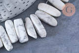 Perle ovale chips howlite blanche naturelle 12-20mm, x1 fil de 39cm (G6203)