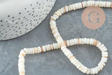 Perles coquillage blanc naturel heishi 5-6mm, fil de 40cm x1 (G1814)