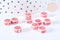 Perles disque porcelaine rose 8mm, x10 (G9344)