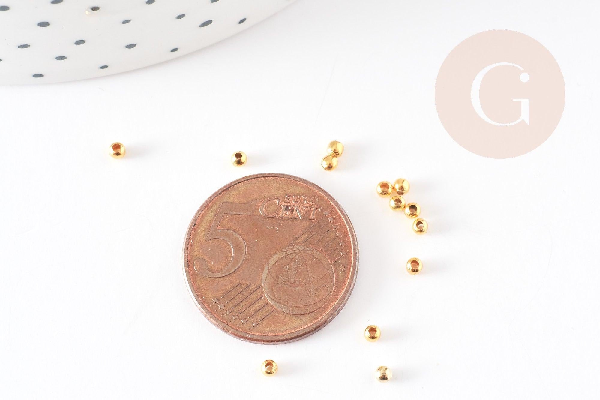 Perles intercalaires fer doré 2mm, x10gr (G2444)