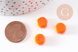 Perles porcelaine orange, perle céramique,perle disque, céramique orange,10mm, x10 (G4729)