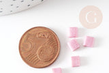 Perles rocaille carré verre rectangle rose nacré façon tila 2 trous 4.5mm, x50 (4.8GR) (G7750)