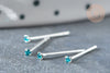 Piercing clou argent 925 massif strass couleur turquoise 1.5mm, x1 (G7599)