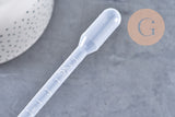 Pipette plastique transparent graduée,outil cosmétique, entonnoir parfum,cosmétique maison, contenant,142x2.5mm,2ml,x 5 (G5109)