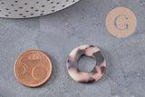 Pendentif cercle beige acétate,perle acétate,connecteur plastique,21.5mm, x2 (G2704)