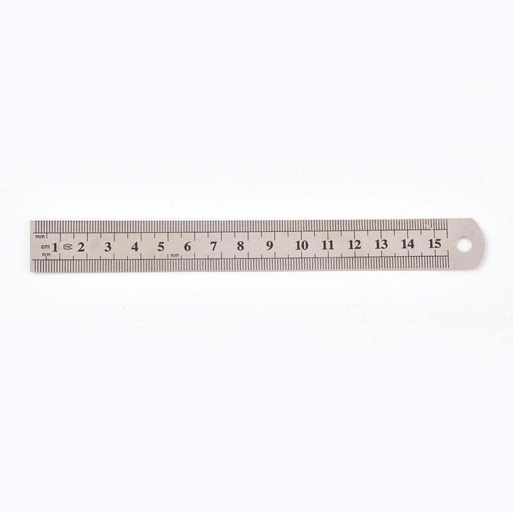 Règle graduée en acier inoxydable 15cm , outil de mesure recto-verso, en centimètres et pouces G6378