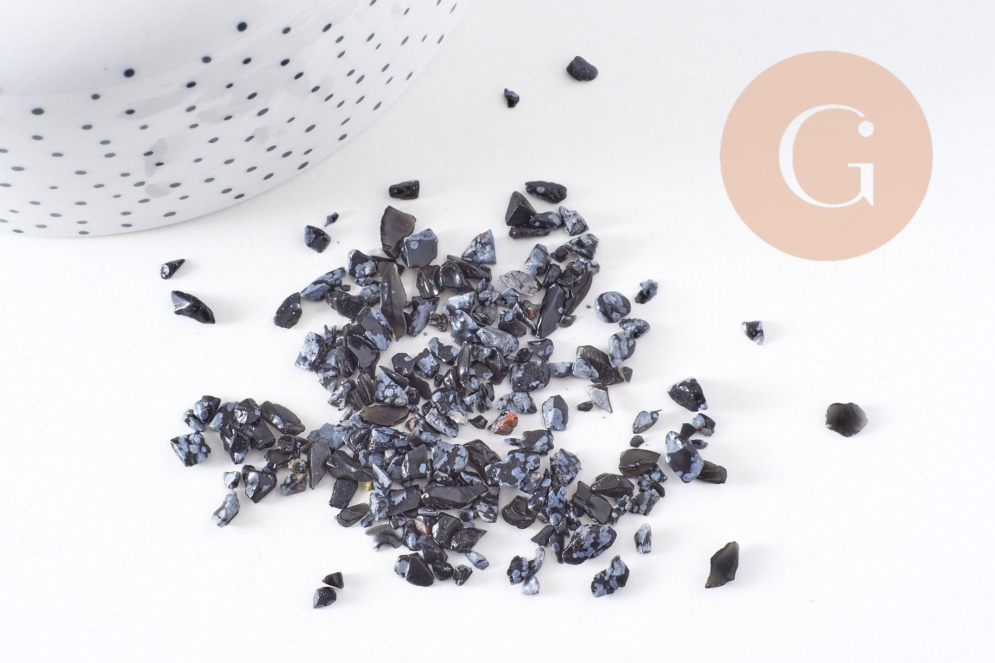 Sable chips pierre obsidienne 1-15mm non percé, x20gr (G5185)