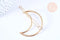 Support barrette Lune clip métal doré 53mm, x1 (G6600)