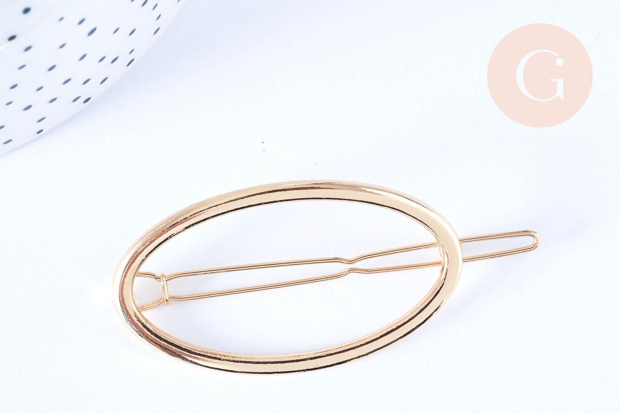 Support barrette clip métal doré ovale 54mm, x1 (G6599)