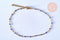 chaine de cheville acier doré 14k résine bleu foncé chaine dorée 1.5-2mm/23cm, x1 (G5405)