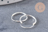 Créoles fine argent 925 massif 14mm, x2 (G5412)